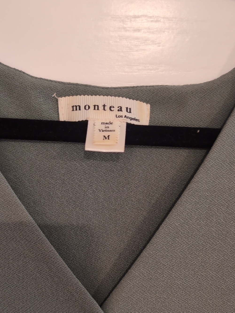 Monteau Sage Green Button-Front Midi Dress with Ruffle Cap Sleeves - Picture 3 of 4